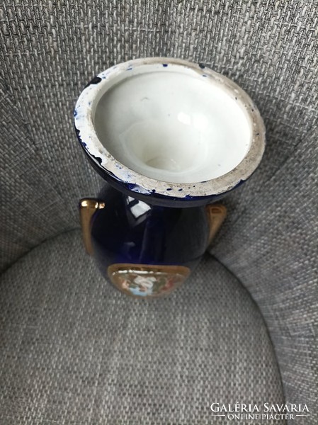 Altwien kobaltkék jelenetes porcelán váza