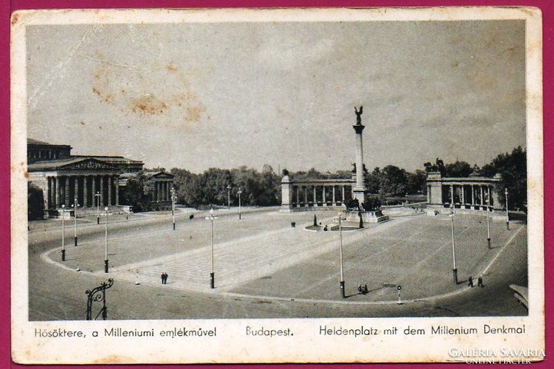 104 --- Futott képeslap,  Budapest Hősök tere