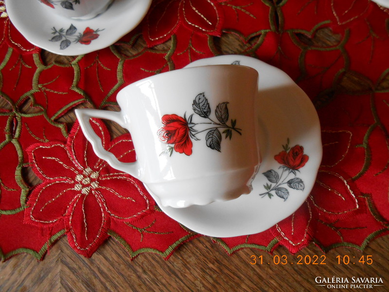 Zsolnay rose patterned coffee cups