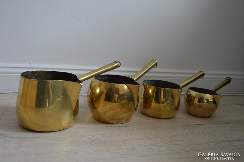 Set of 4 antique French copper pouring feet