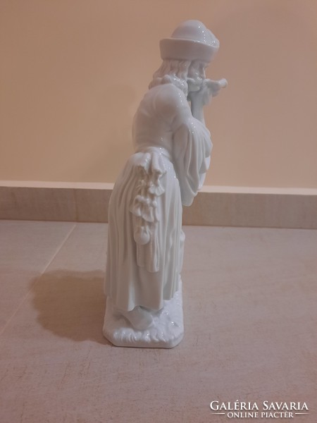 White Herend porcelain grieving shepherd, peasant figure
