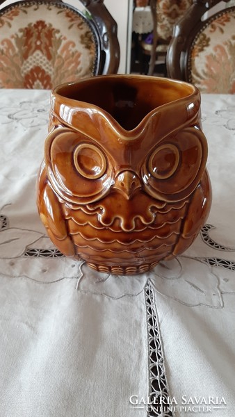 Ceramic owl with wine jug