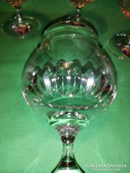 6 - piece, Czech, brandy glass with crystal base.