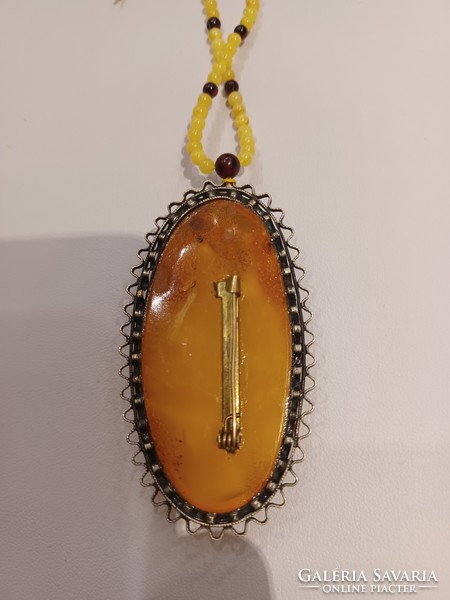 Original antique amber brooch with amber chain