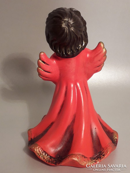 Bozner thun ceramic angel candlestick painted red gold