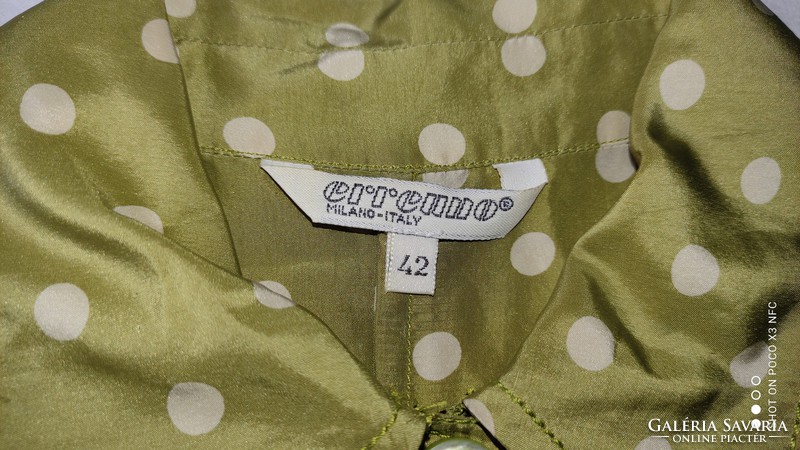 Vintage eredeti ERRENNO Milano Italy selyem nyári ruha 42 méret kiwi zöld a divat hazájából