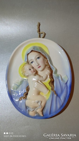 Ceramic wien madonna with your baby marked ceramic wall ornament