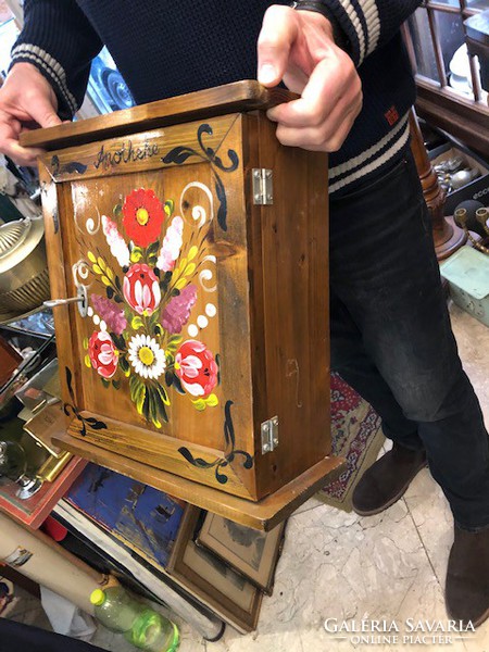 Old small wooden pharmacy cabinet, size 40 x 30 cm.