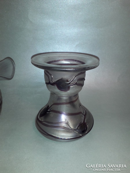 Art Nouveau freiherr von poschinger iridescent vase and candle holder together can be an elegant gift