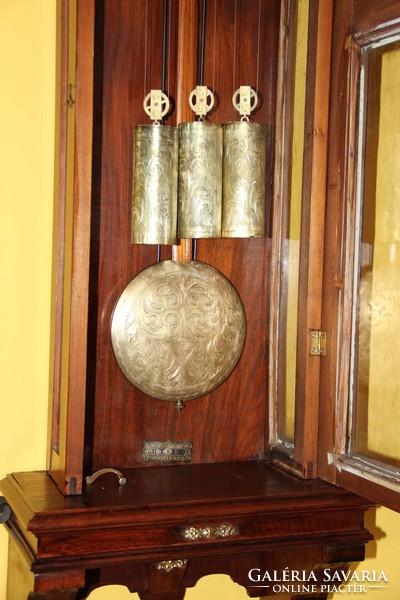 Old German quarter-clock copper-clad wall clock 128 cm