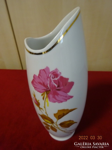 Hollóház porcelain vase with cyclamen flower, marking 508. Vanneki! Jókai.