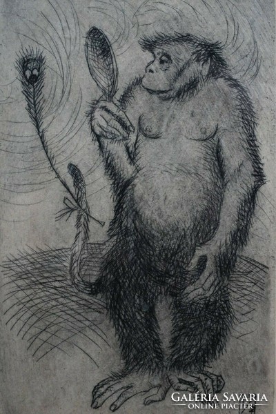 Jenő Szigeti 1847-1920, portrait of a monkey