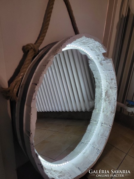 Wall, custom-made, vintage style wooden mirror