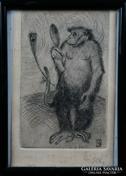 Szigeti Jenő 1847-1920, majomportré