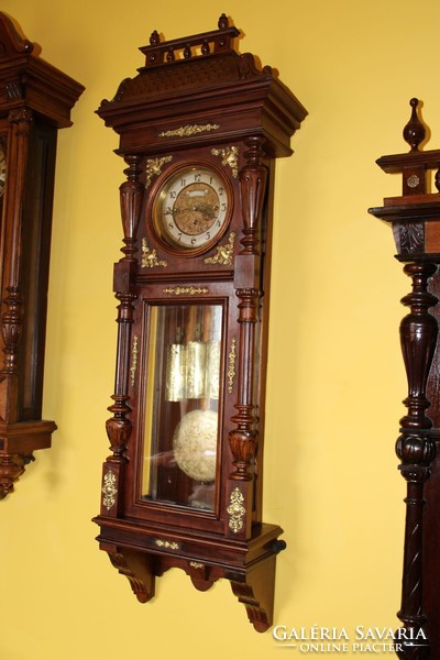 Old German quarter-clock copper-clad wall clock 128 cm