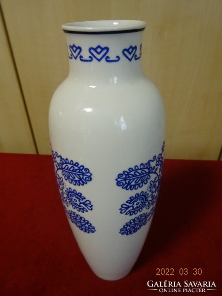 Hollóház porcelain vase with blue folk motif. He has! Jókai.