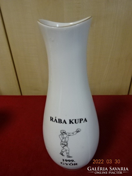 Hollóházi porcelán váza, RÁBA Kupa Győr 1999. felirattal. Vanneki! Jókai.