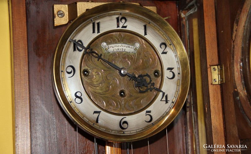 Old German quarter-clock copper-clad wall clock 128 cm