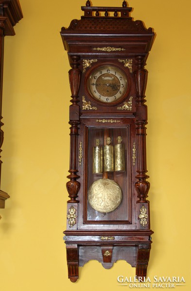 Old German quarter-clock copper-clad wall clock 128 cm
