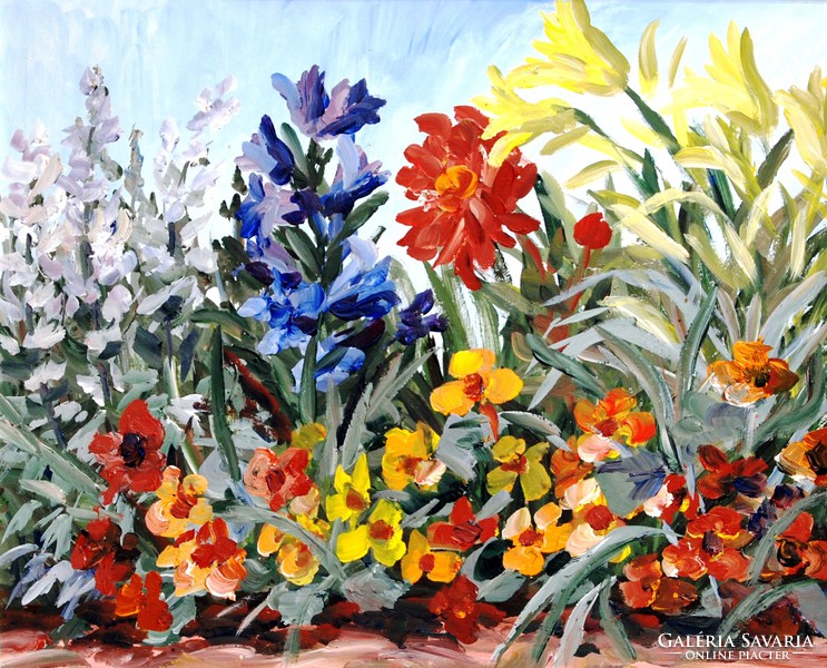 Heigl: field flowers - original oil painting, framed