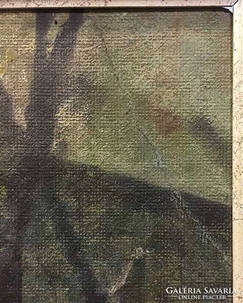 Sejtelmes hangulatú olaj festmény,kerettel 60 x 50 cm