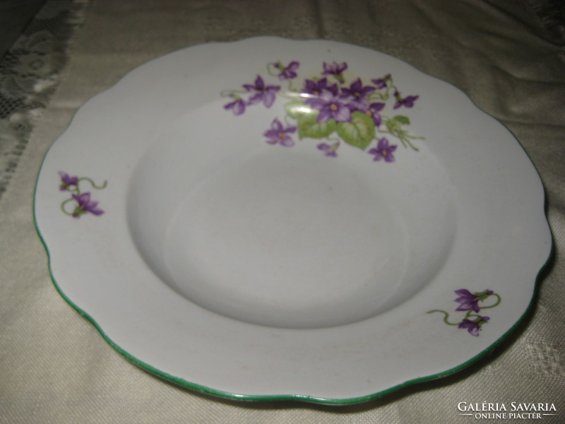 Zsolnay, blue violet, deep plate, shield with green rim