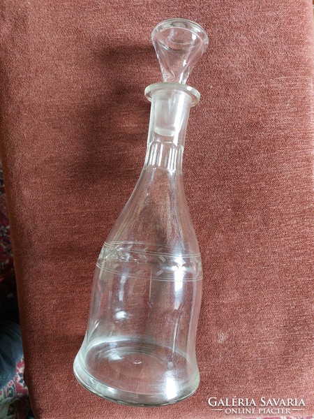 Art Nouveau engraved bottle with glass stopper
