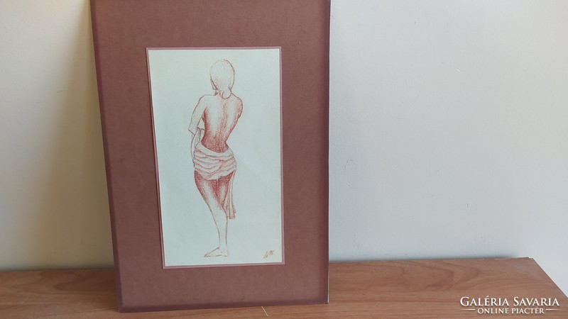 (K) beautiful nude graphic, marked and signed with a 21x30 cm passport