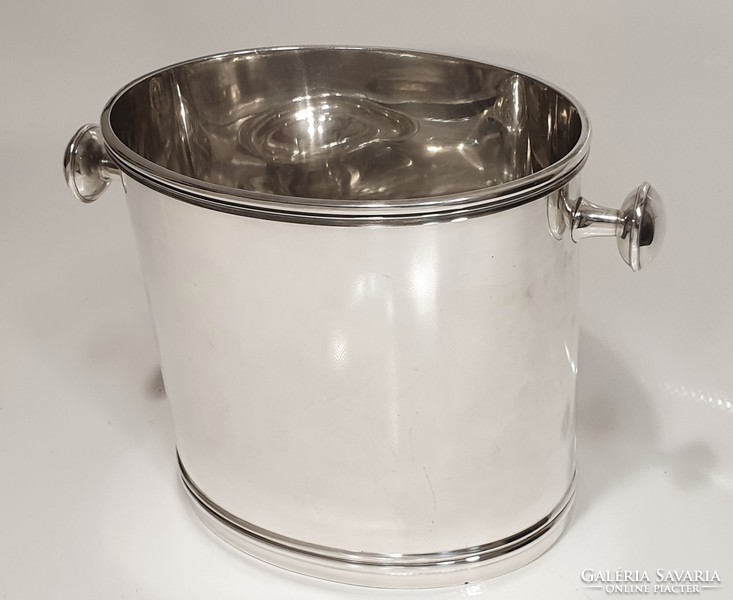 Silver (800) champagne bucket, champagne cooler, wine cooler, interior with silver bottle holder