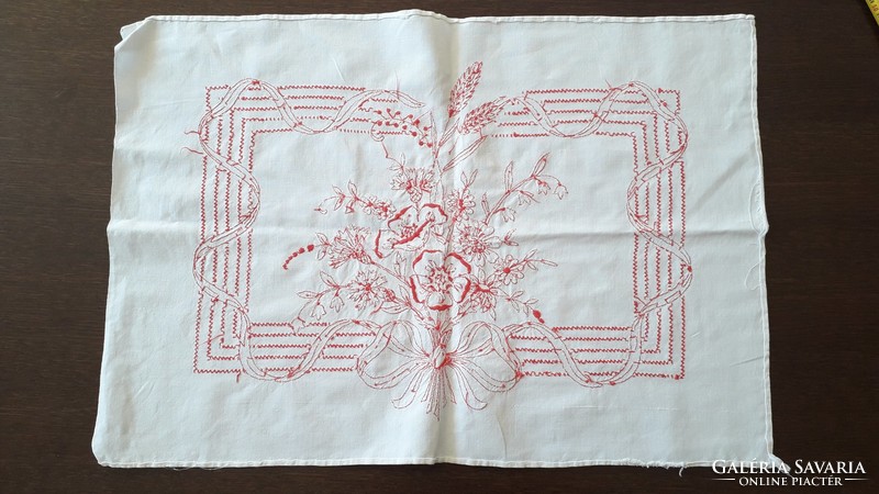 Old pillowcase folk embroidered linen wildflower decorative pillowcase front