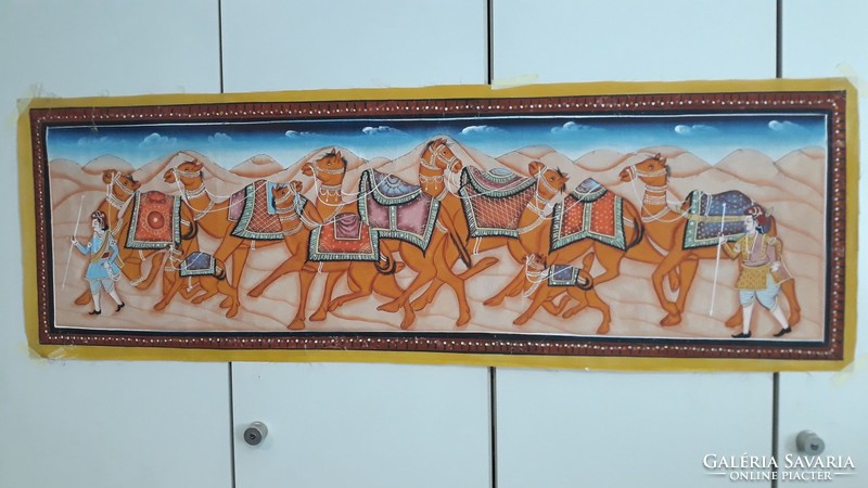 Oriental silk picture with caravan for sale
