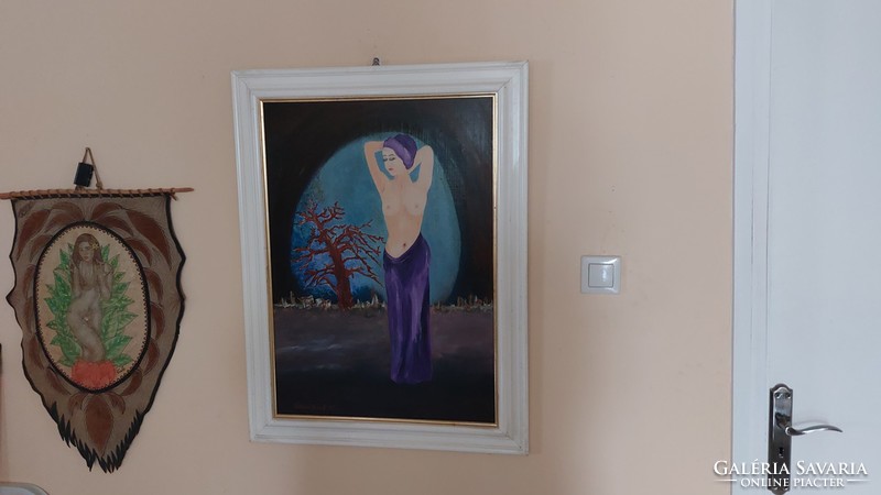 Katona Bálint félakt festmény 82x62 cm kerrettel