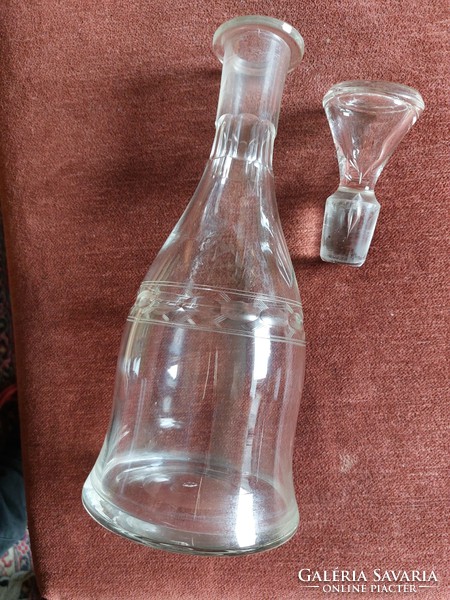 Art Nouveau engraved bottle with glass stopper