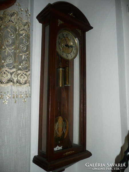 Graceful, narrow, antique, Art Nouveau, working half percussion gustav becker wall clock