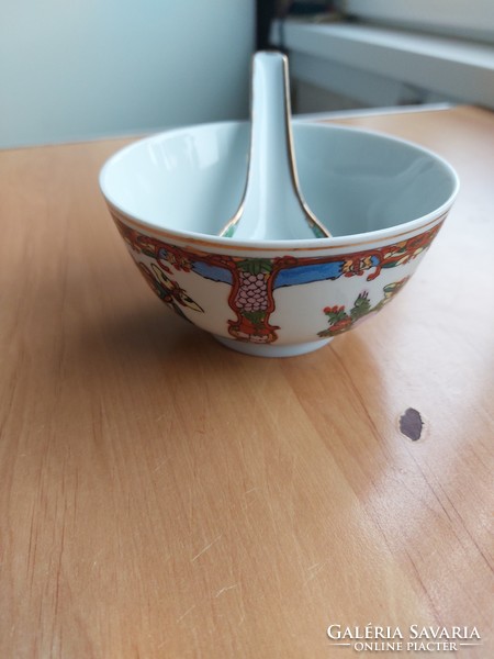 Müzlis tálka kanállal - kínai porcelán