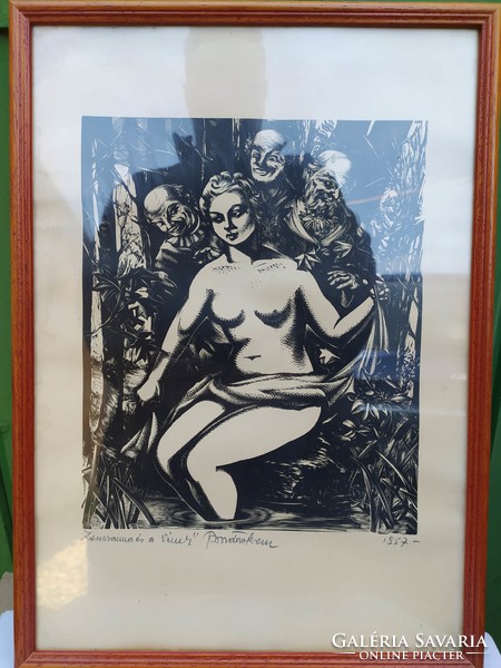 Ferenc rib: rare, collector's, original frame, flawless 44x32 cm
