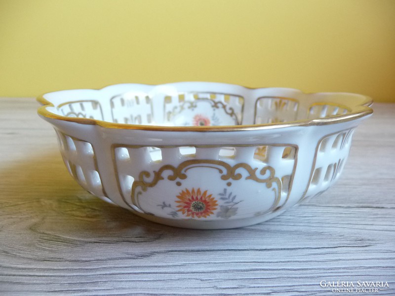 Antique zsolnay flower patterned bowl