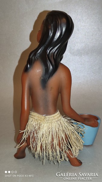 Albert Stunz design for Cortendorf jelzett kerámia ritkaság hawaii lány akt szobor 1950-es évek