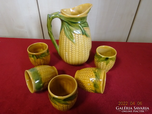 Glazed pottery, corn pattern, five-person wine set. He has! Jókai.