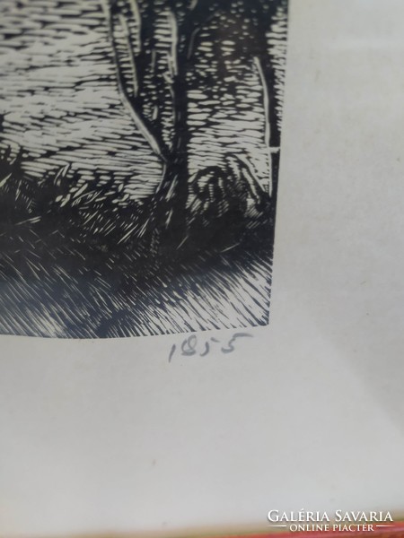 Ribbed Francis: three trees, original frame, flawless 51x37 cm