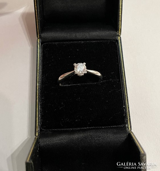 14K white gold ring with zirconia stone - 1.61G