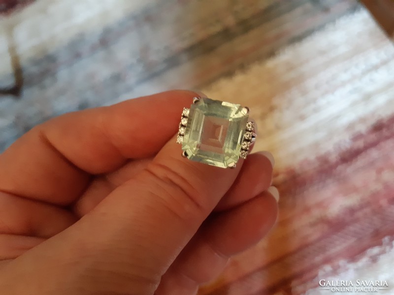 12 ct Akvamarin 0.20ct gyémántokkal 14.kr.fehérarany gyűrűm