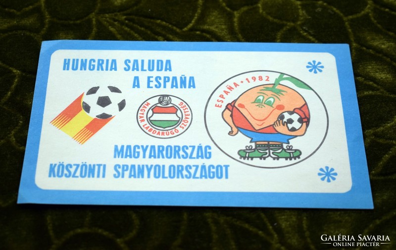 Retro matrica 1982-es labdarúgó VB 1982 Espana NARANJITO Magyarország Köszönti Spanyolországot MLSZ