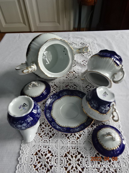 Zsolnay porcelán hat személyes teáskészlet, pompadur II-es. Vanneki!