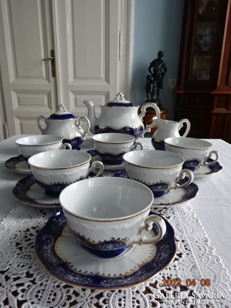 Zsolnay porcelán hat személyes teáskészlet, pompadur II-es. Vanneki!