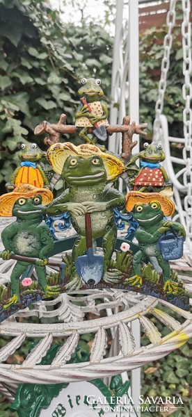Viennese frog hose holder - painted cast iron