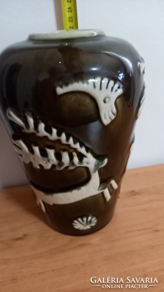 Embossed deer ceramic vase