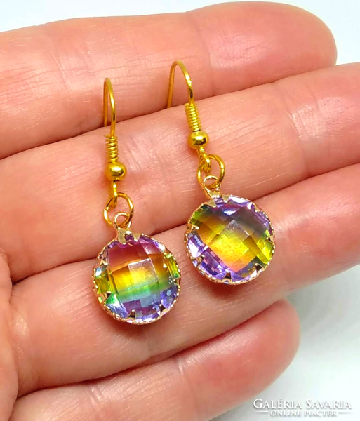 Rainbow faceted crystal earrings