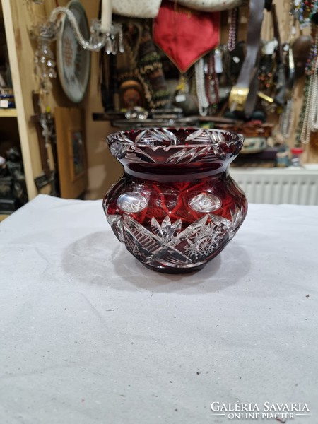 Old burgundy crystal vase