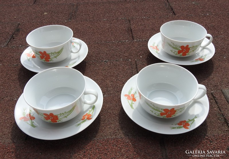 Lowland tea cup set for 4 people - with poppy and wheat pattern